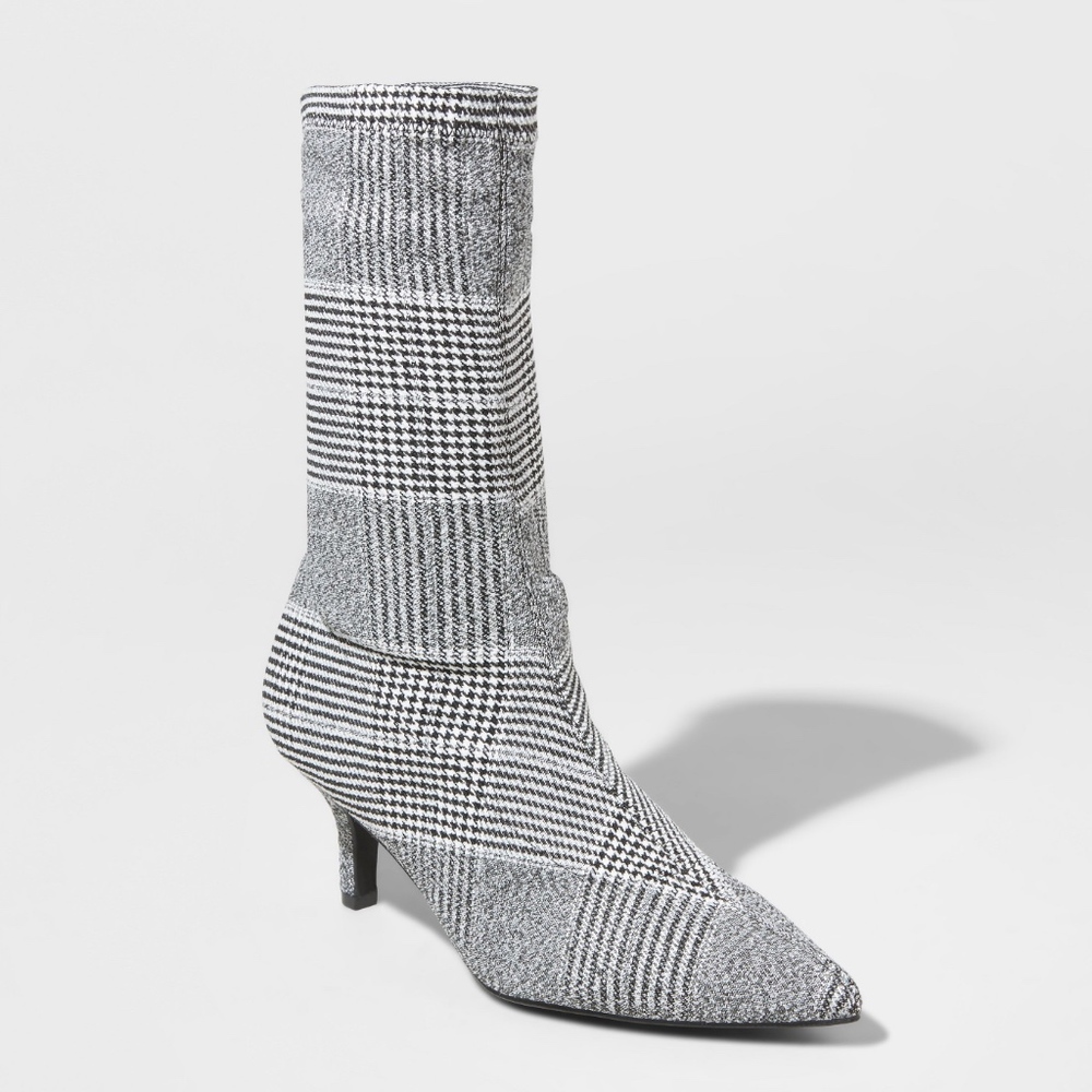 COPY - Women's Bette Plaid Kitten Heeled Bootie